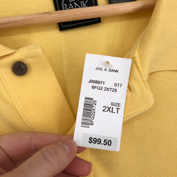 Jos A Bank Mens‎ Traveler Polo Size 2XLT Butter Yellow Short Sleeve Nwt - Picture 4 of 14